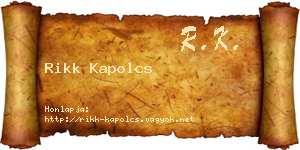 Rikk Kapolcs névjegykártya